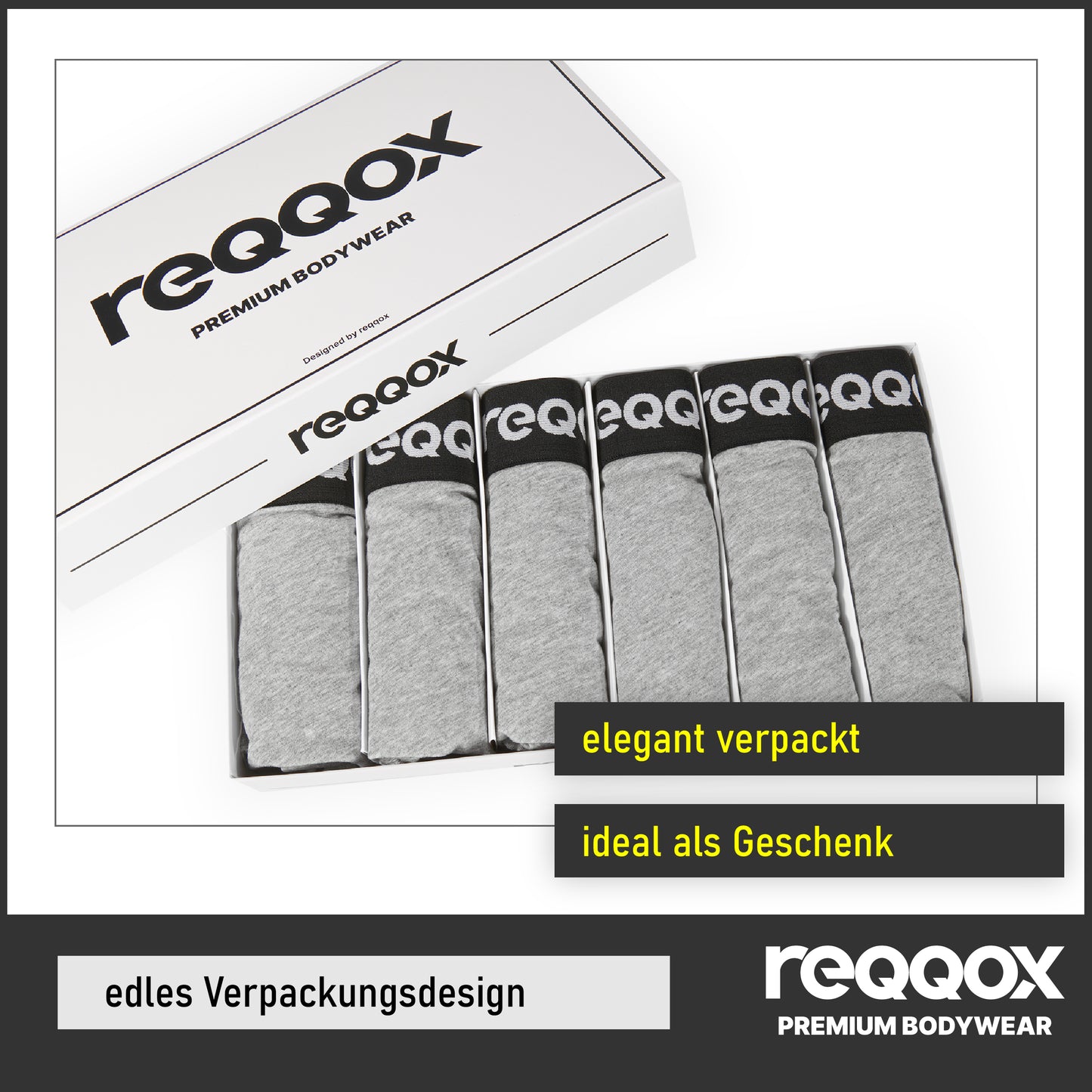 REQQOX Boxershorts Grau 6er Pack