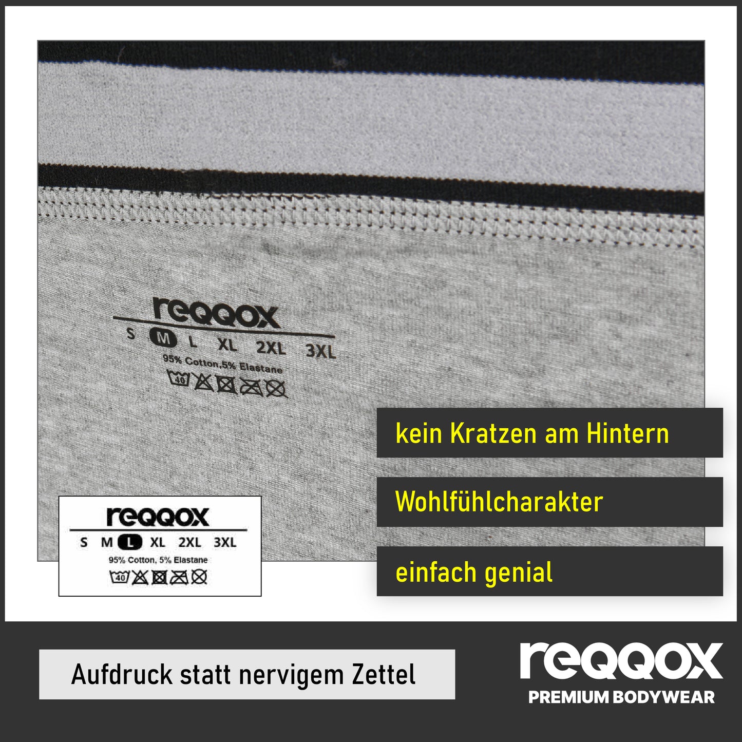 REQQOX Boxershorts Grau 6er Pack