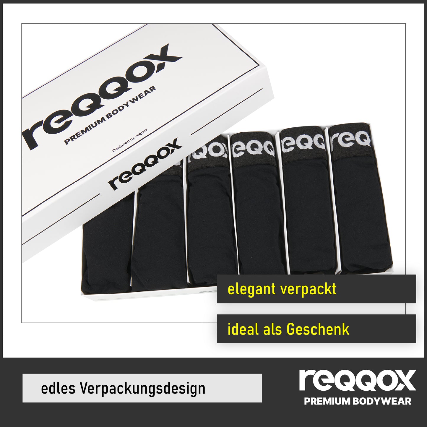 REQQOX Boxershorts Schwarz 6er Pack